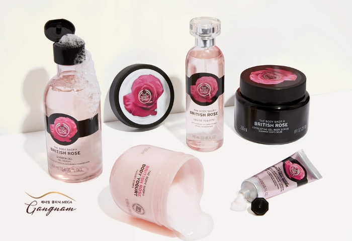 The Body Shop British Rose Petal-Soft Gel cùng bộ sản phẩm chăm sóc da chuyên sâu